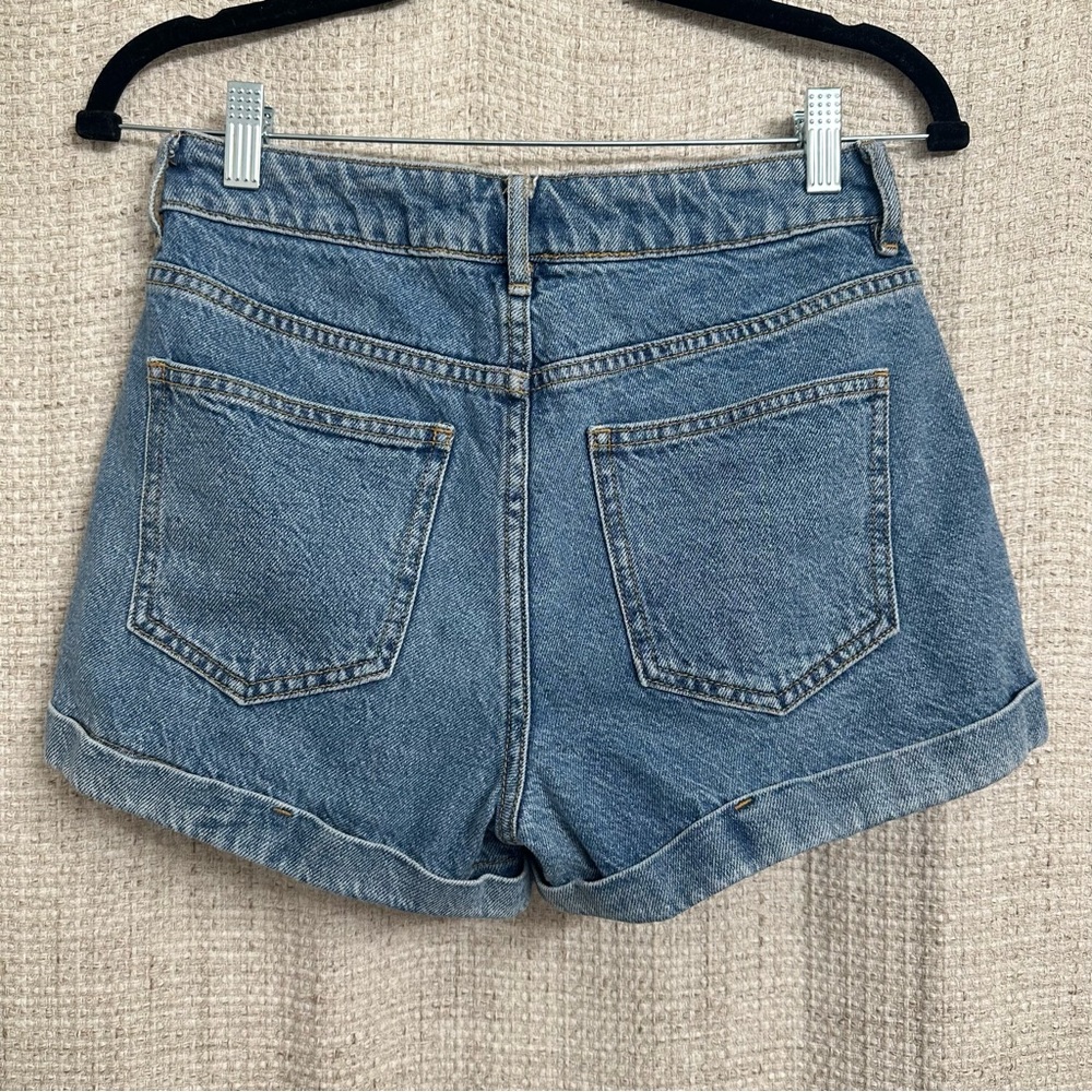 Pacsun Mom Shorts High Waisted Denim Rolled Cuff Blue Size 26 - Picture 3 of 4